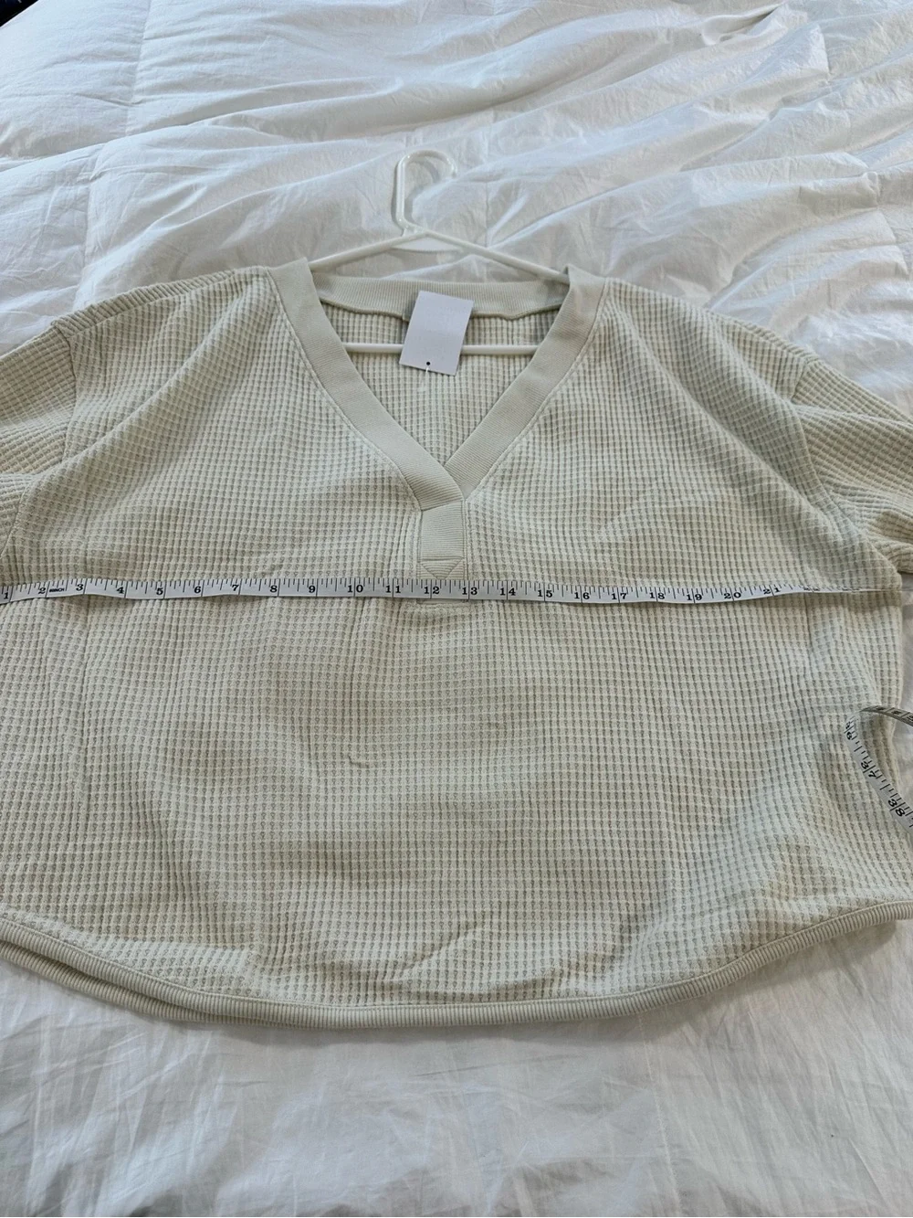 Madewell Cream Waffle-Knit V-Neck Pullover